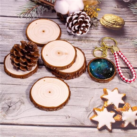 Natural Wood Slices 30pcs 2.0"-2.45" Predrilled Wood Circles for Craft - Picture 5 of 7